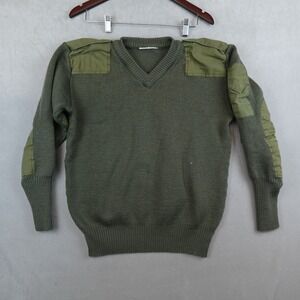 VTG Lauren Military Sweater Elbow Pads Patch Mens XL V Neck Knit